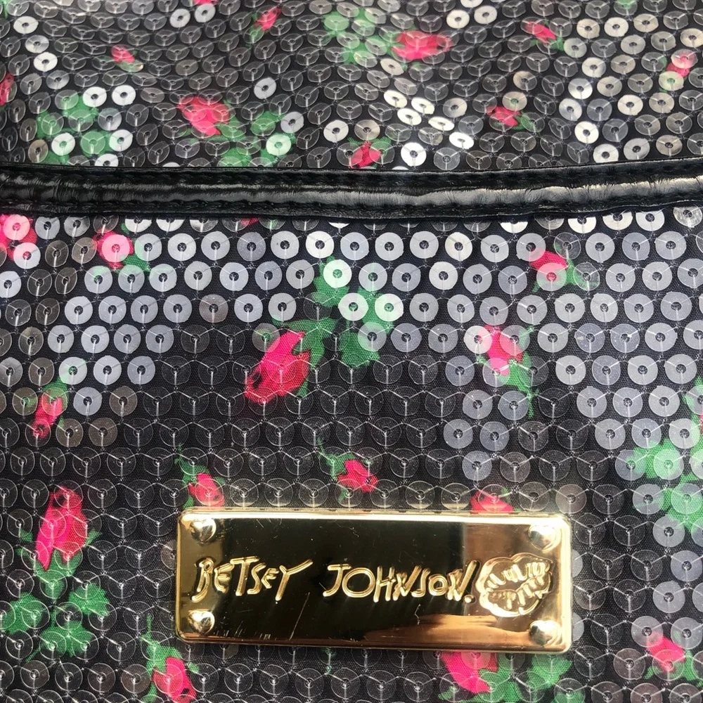 Betsey Johnson leopard blossom sequin hobo